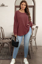Wild Ginger Plus Size Ribbed Button Decor Long Sleeve Top Plus Size Tops 1386c34bfd80477d