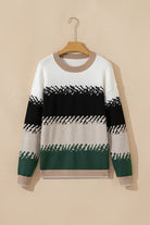 Black Stylish Color Block Pattern Drop Shoulder Sweater Sweaters 145e3bacc6a6e456