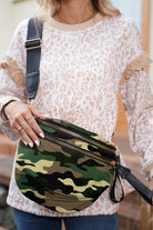 Green Camouflage Print Double Zipper Crossbody Bag Crossbody Bags 146da1026a7f221b