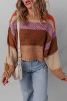 Multicolour Cropped Colorblock Knitted Sweater Sweaters 14d4366f3719c924