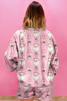 Pink Santa Claus Graphic Christmas Tree Pajama Set Loungewear Set 16d0002123c67cd8