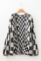 Orchid Petal Colorblock Checked Open Front Knitted Cardigan Cardigans 178a3abde2775d93