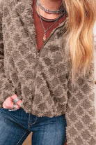 Chestnut Sherpa Rhombus Zip Up Side Pocket Hooded Jacket Jackets 17ad61340efd53bb