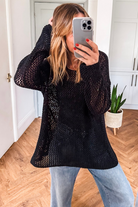 Black Crochet Hollow-out Knit Sweater Sweaters 17b1fed734342e9a