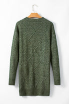 Mist Green Twist Cable Knit Drop Shoulder Loose Fit Sweater Dress Sweater Dresses 17f8d605fec04a63