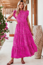 Rose Red Leopard Print Ruffle Sleeveless Maxi Dress Maxi Dresses 1834e8d2e9a64310