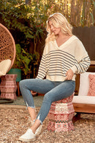 BeautybyShree Long Sleeve Relaxed Stripe V-neck