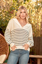 BeautybyShree Long Sleeve Relaxed Stripe V-neck