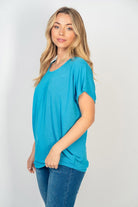 BeautybyShree Short Sleeve Dolman Top in Turquoise