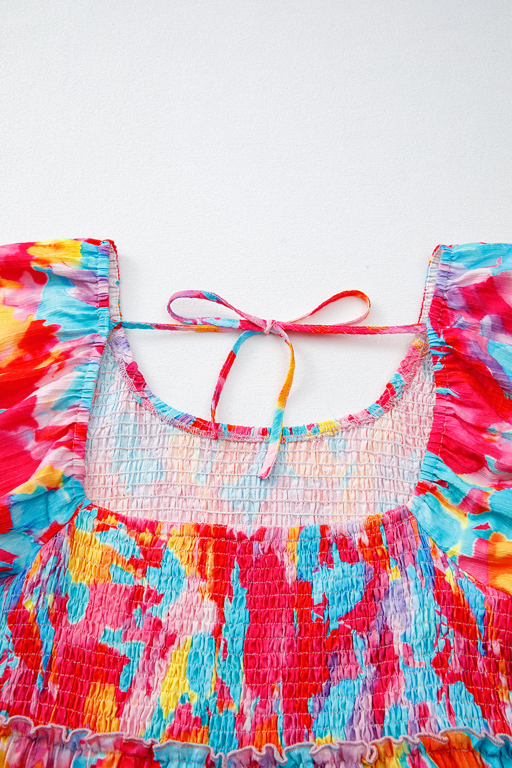 Rose Abstract Print Puff Sleeve Backless Smocked Plus Size Dress Plus Size Dresses 198845fffe1d5cae