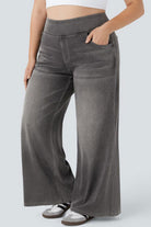 Medium Grey High-rise Wide Leg Jeans Plus Size Bottoms 19b021c71e85a796