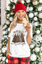 White Leopard Christmas Tree Casual Crew Neck Graphic Tee Graphic Tees 1a6c4ba70d437583