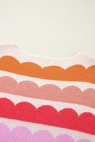 Yellow Wave Striped Balloon Sleeve Drop Shoulder Sweater Sweaters 1ab22eb8c081f35d