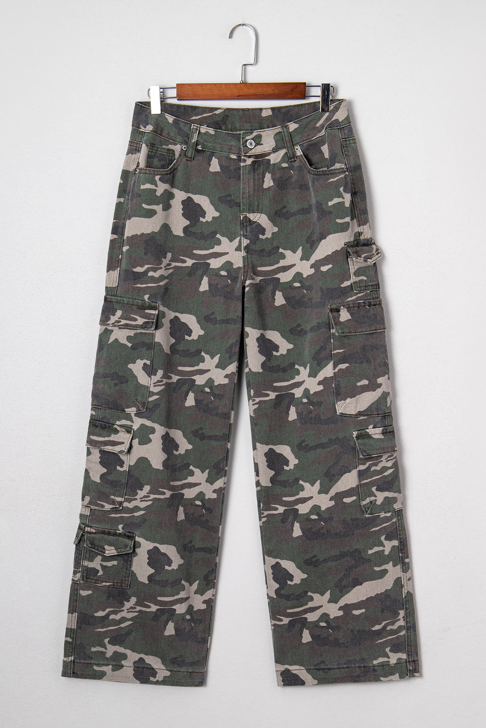 Green Camo Multi Pocket Cargo Wide Leg Jeans Jeans 1abe27694f130d1d