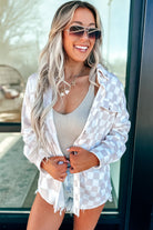 Khaki Checkerboard Flap Pocket Button Front Shacket Jackets 1ac6f102a1c609e5