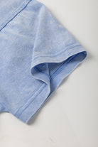 Sky Blue Mineral Wash Flower Patchwork Mini T Shirt Dress Short Dresses 1ad935b22fed565f