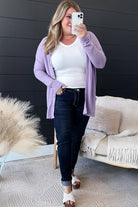 Orchid Petal Plus Size Waffle Knit Button Front Cardigan Plus Size Sweaters&Cardigans 1afff74c78772f20