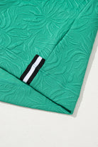 Sea Green Jacquard Textured Quarter Zipper Pop of Color Neckline Dress Short Dresses 1b46c99e199b9955