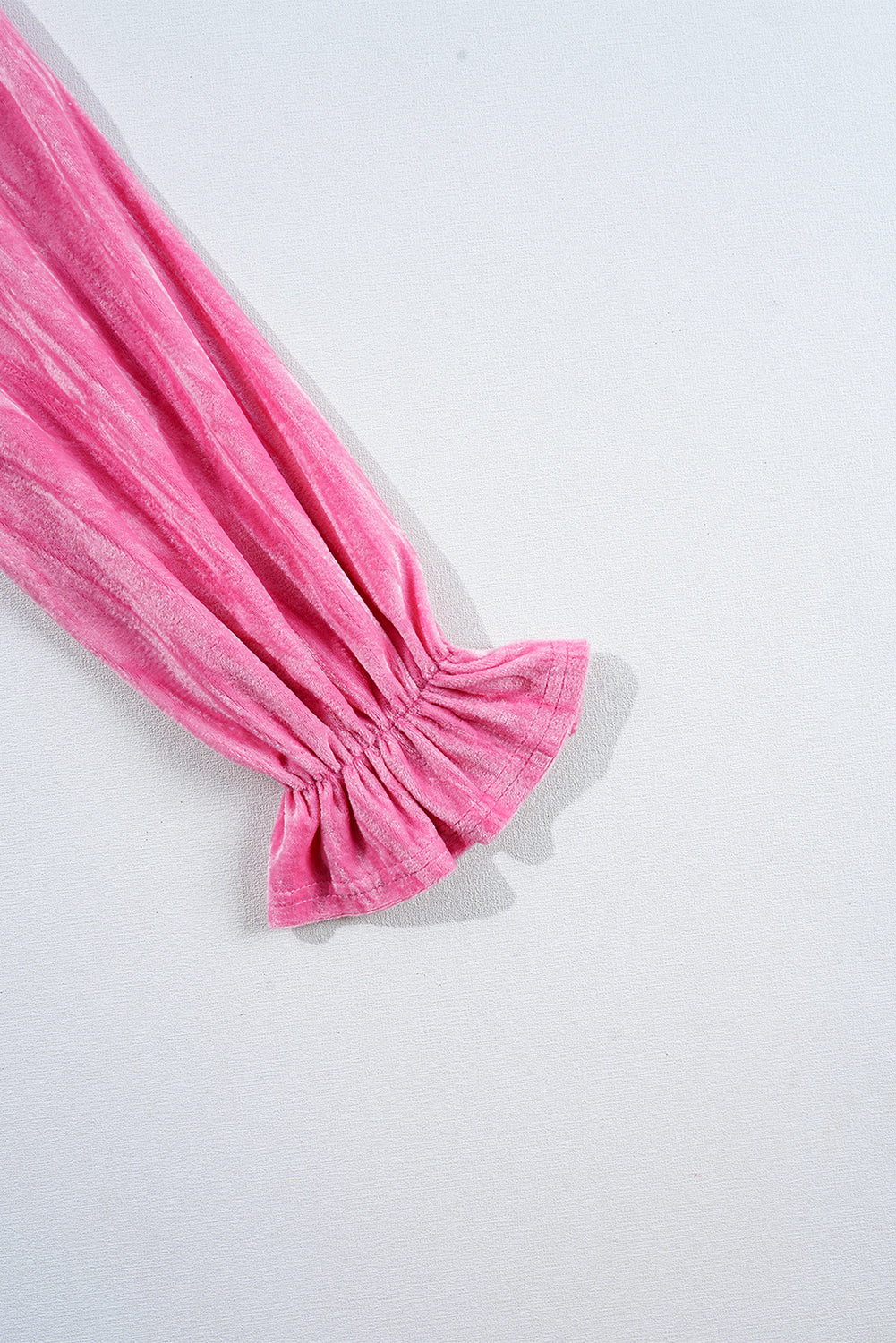 Strawberry Pink Flounce Sleeve Tiered Ruffled Velvet Mini Dress Short Dresses 1b56d7a983c61d28