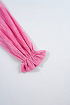 Strawberry Pink Flounce Sleeve Tiered Ruffled Velvet Mini Dress Short Dresses 1b56d7a983c61d28