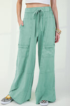 Bonbon Mineral Wash Exposed Seam Wide Leg Cargo Pants Pants 1b75f3a8b992137a
