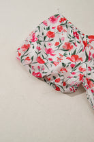 Pink Plus Size Floral Square Neck Puff Sleeve Ruffle Maxi Dress Plus Size Dresses 1b78bab25c0a3131