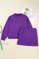 Wisteria Collar Half Zip Pullover Mini Skirt Plus Size 2pcs Set Plus Size Matching Sets 1b7aed83c4b6f639