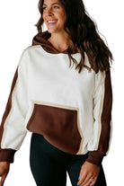 Coffee Colorblock Kangaroo Pocket Long Sleeve Hoodie Sweatshirts & Hoodies 1bf42f10dbc813ea