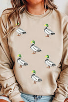 Khaki Sequin Mallard Duck Graphic Sequins Patch Baggy Sweatshirt Graphic Sweatshirts 1c3cfbb66256cbf0