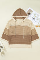 Parchment Colorblock Hollowed Knit Plus Size Hooded Jumper Sweater Plus Size Sweaters & Cardigans 1cf51fca02fa5db4