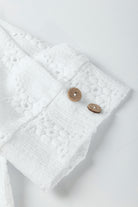 White Embroidered Floral Geometric Button Short Sleeve Top Blouses 1cfdb70b42aef897