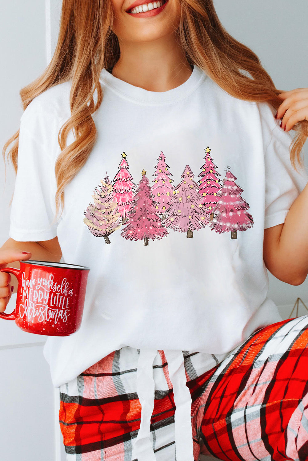 White Christmas Trees Heat Transfer Printing Graphic Tee Graphic Tees 1d899b5ee5b095ff
