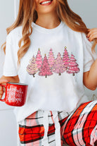 White Christmas Trees Heat Transfer Printing Graphic Tee Graphic Tees 1d899b5ee5b095ff