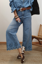 Dusk Blue Embroidered Cropped Wide Leg High Waist Jeans Jeans 1dea8bff568d8bd3