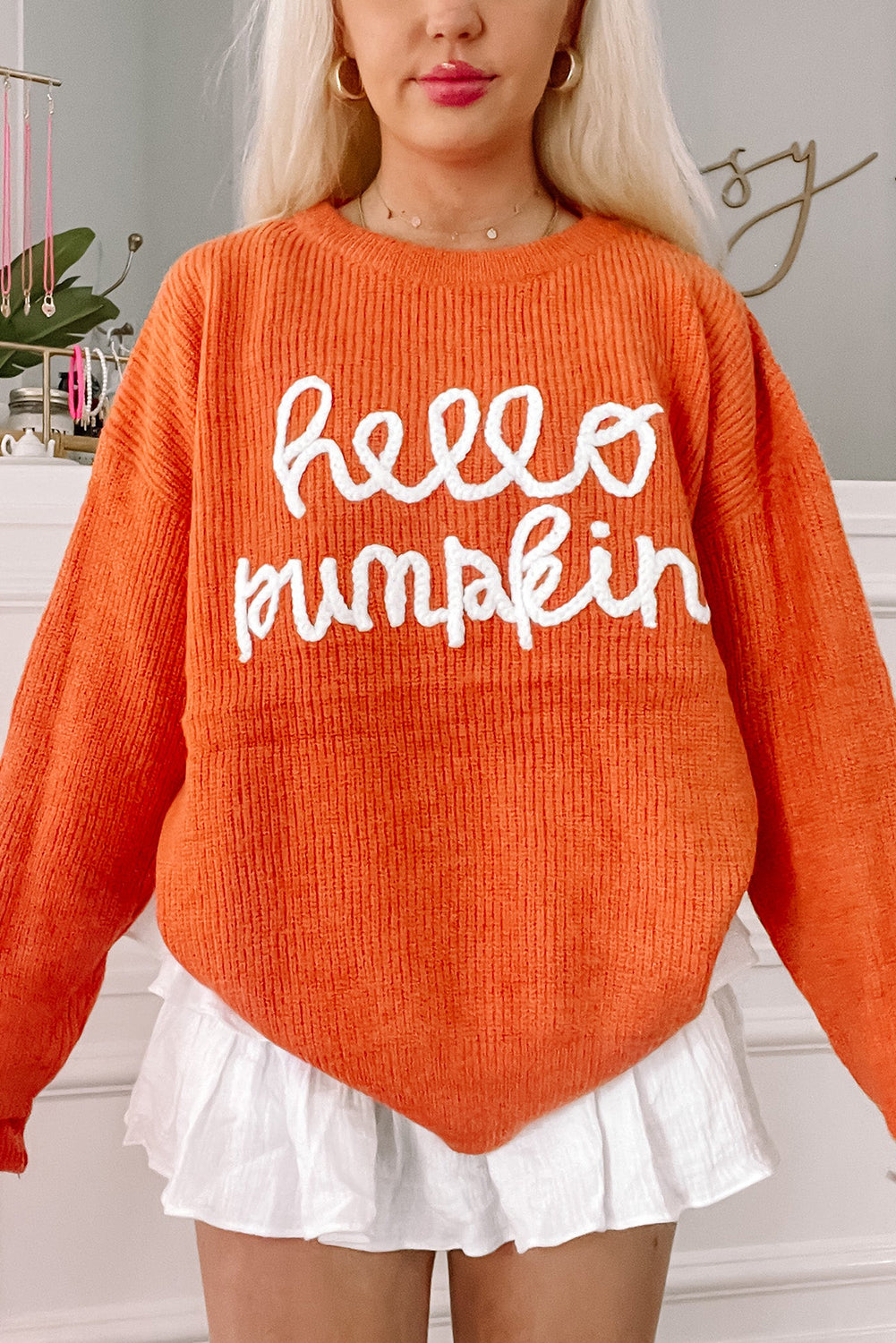 Flamingo Hello Pumpkin Graphic Sweater Sweaters 1e634471b0ba8ff3