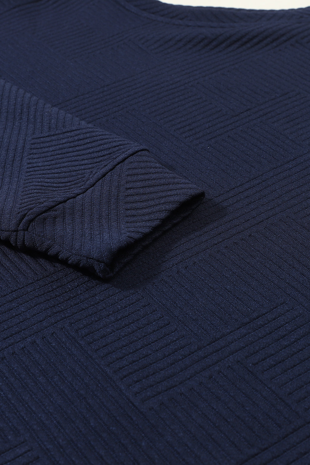 Navy Blue Textured Loose Slouchy Long Sleeve Top and Pants Set Two Piece Pants Sets 1e9db4266d8d612e