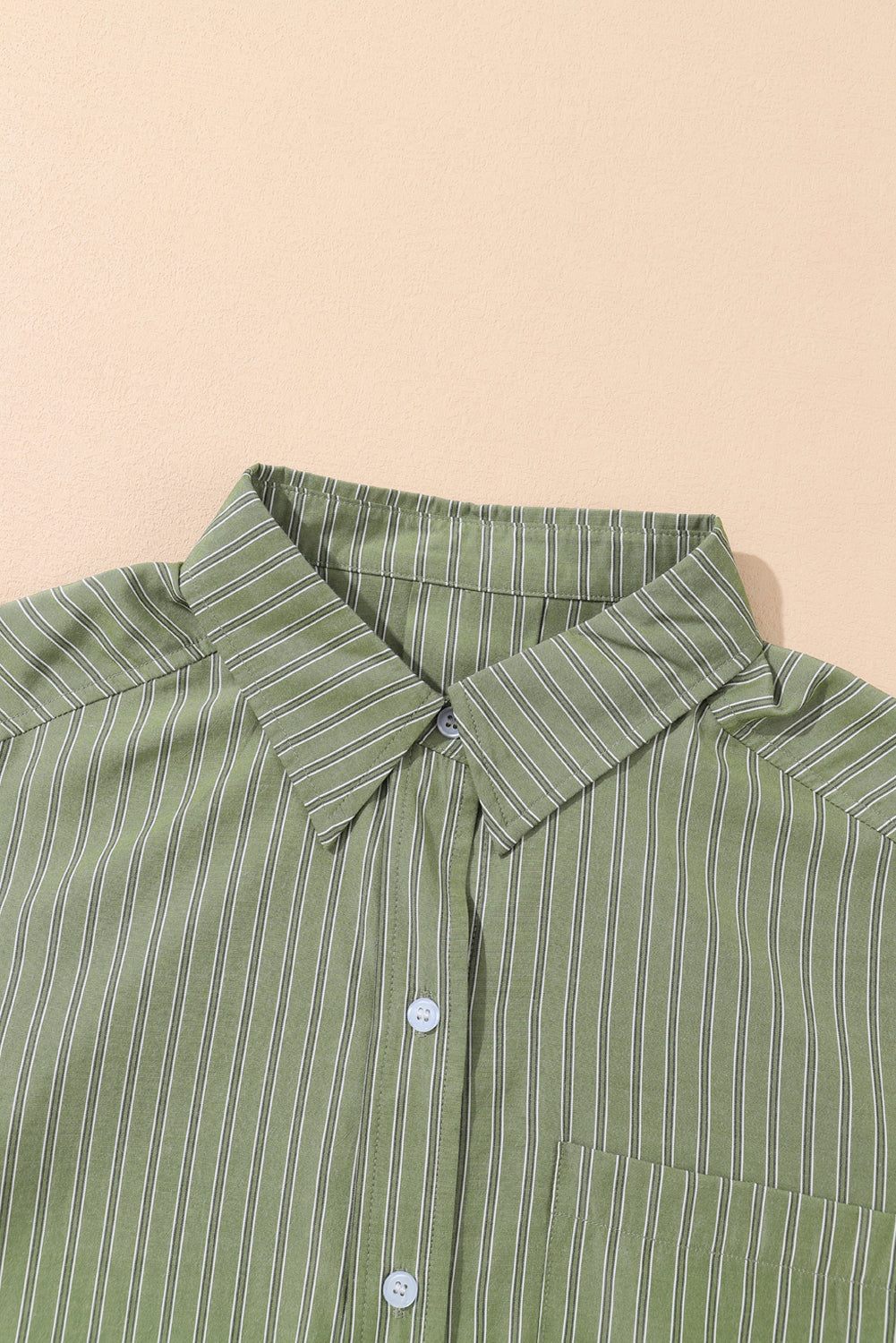 Green Stripe Button Up Oversized Casual Shirt Blouses 1ea1fb7455e13462
