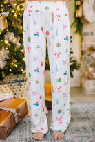 White Christmas Print Lapel Shirt and Pants Pajama Set Loungewear Set 1ea797eb8c9db1f8