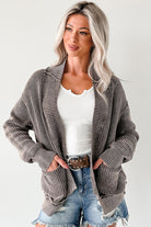 Dark Brown Mineral Wash Exposed Seam Patchwork Knit Cardigan Cardigans 1ec950bfa0f53cff