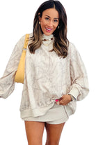 Khaki Camo Print Mock Neck Loose Sweatshirt Sweatshirts & Hoodies 1ecbbf877003a0cb