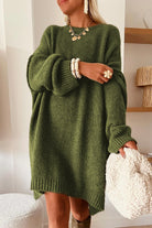 Green Oversize Drop Shoulder Slouchy Sweater Dress Sweaters 1f89dd064dba2ae1