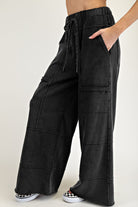 Bonbon Mineral Wash Exposed Seam Wide Leg Cargo Pants Pants 1fe7346056735a29