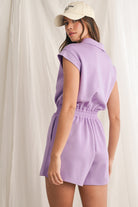 Orchid Bouquet Solid Color Cap Sleeve Zipper Romper Rompers 1ff2bf9c53041b02