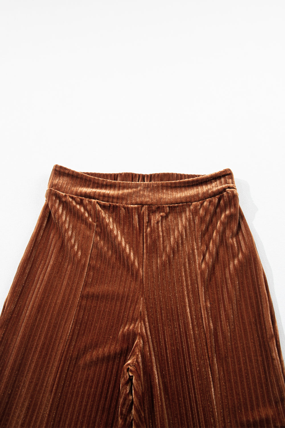 Chestnut Solid Color High Waist Corduroy Flare Pants Pants 2056933bd654e1a5