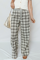 Gray Plaid Wide Leg Casual Pants Pants 205915abad4b0131