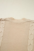 Parchment Cable Knit Braided Tie Sleeve Plus Size Knit Cardigan Plus Size Sweaters&Cardigans 20fcff3b38c4f9ad