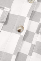 Khaki Checkered Button Down Casual Plus Size Jacket Plus Size Outerwear 2141db00aad7ac50