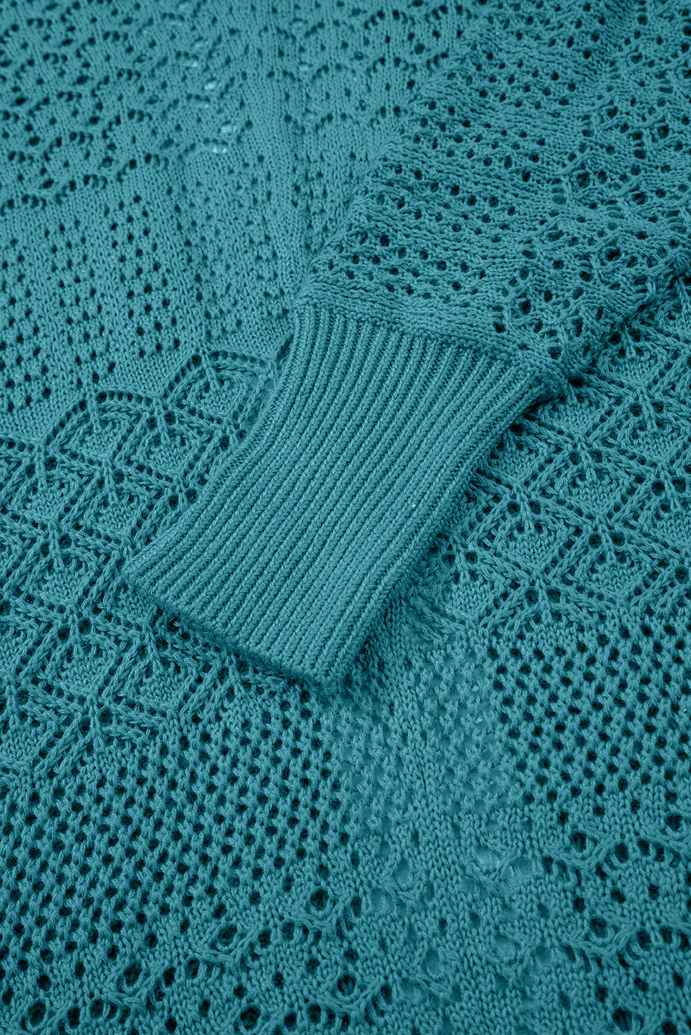 Jet Stream Mix Pattern Hollow Knit Open Front Cardigan Cardigans 217d8accce1a7647