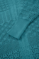 Jet Stream Mix Pattern Hollow Knit Open Front Cardigan Cardigans 217d8accce1a7647