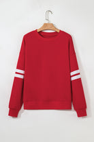 White Preppy Striped Sleeve Loose Sweatshirt Sweatshirts & Hoodies 21824a0784ae8c0b